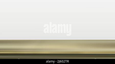 Metal golden table top on white panoramic background - Vector illustration Stock Vector