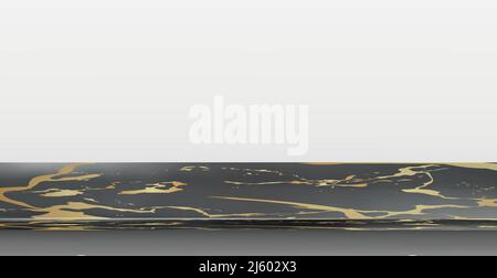 Dark yellow stone table top on white panoramic background - Vector illustration Stock Vector