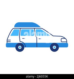 Vector illustration of car in doodle style on white background. Stock Vector