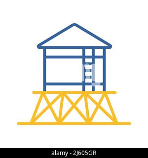 Water tower isolated flat icon. Agriculture sign. Graph symbol for your web site design, logo, app, UI. Vector illustration, EPS10. Stock Vector