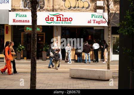 People at Da Nino Pizza in Sofia, Bulgaria, Eastern Europe, Balkans, EU Stock Photo