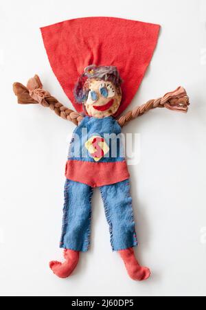 Vintage Superwoman Raggedy Doll Stock Photo