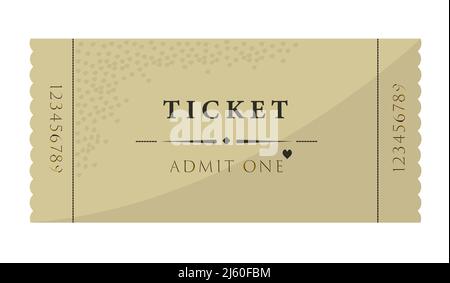 Ticket for any event, beige illustration Stock Vector