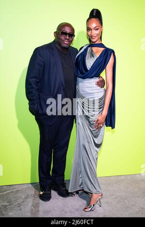 London, UK. 26th Apr, 2022. Jourdan Dunn and Editor-In-Chief of British Vogue Edward Enninful attend the Photocall at the International Woolmark Prize 2022 FINAL in London. Credit: SOPA Images Limited/Alamy Live News Stock Photo