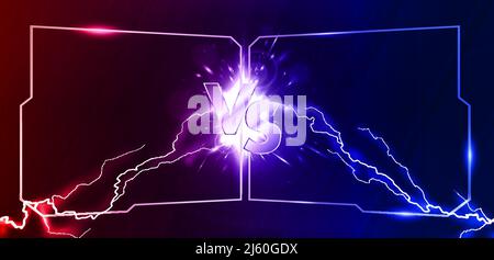 Lightning Collision Red And Blue Background, Versus Banner. Powerful ...