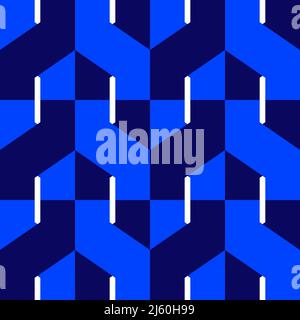 Abstract zigzag shapes blue seamless vector pattern. Stock Vector