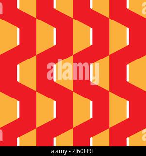 Abstract zigzag shapes orange and yellow color seamless vector pattern. Stock Vector