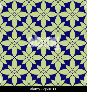 Abstract seamless floral vector pattern in blue and beige colors. Stock Vector