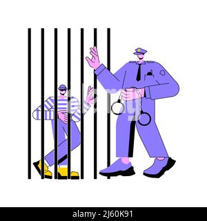 Juvenile delinquency abstract concept vector illustration. Juvenile offending, unlawful behavior, teenage crime, group therapy, handcuffs, vandalism act, prison cell, metal fence abstract metaphor. Stock Vector