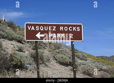 Agua Dulce, California, USA 17th April 2022 A general view of atmosphere of Vasquez Rocks Natural Park on April 17, 2022 in Agua Dulce, California, USA. Photo by Barry King/Alamy Stock Photo Stock Photo