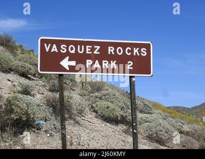 Agua Dulce, California, USA 17th April 2022 A general view of atmosphere of Vasquez Rocks Natural Park on April 17, 2022 in Agua Dulce, California, USA. Photo by Barry King/Alamy Stock Photo Stock Photo