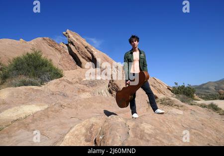 Agua Dulce, California, USA 17th April 2022 Exclusive Photo Shoot of Musician/singer Ury Summers poses at a photo shoot at Vasquez Rocks Natural Park on April 17, 2022 in Agua Dulce, California, USA. Photo by Barry King/Alamy Stock Photo Stock Photo