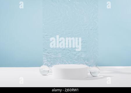Showcase for jewellery presentation, display for advertising, cosmetics branding scene. Acrylic plate, podium, background for cosmetic product Stock Photo