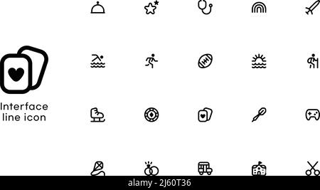 web and mobile UI basic essential minimal icon set Stock Vector