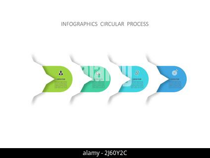 Vector infographic template with 3D paper label, integrated circles. Business concept with 4 steps of business project. For content, diagram, flowchar Stock Vector