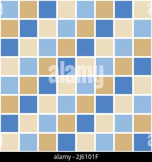 Pattern rectangles seamless. Blue color mix with Beige and Brown. Background for graphic design, fabric, textile, fashion. Color trend spring, summer Stock Photo