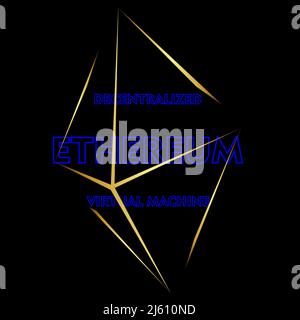 abstract logo of ethereum as a virtual machine on a dark background 1 Stock Vector