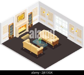 Wallpaper Interior Collection isometric icons set vector Stock Vector ...
