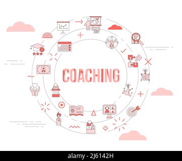 business coaching concept with icon set with big word or text on center ...