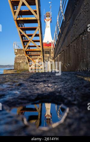 Ogden Point Breakwater Lighthouse - Victoria, Vancouver Island, British Columbia, Canada Stock Photo