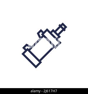 pneumatic cylinder, piston line icon Stock Vector