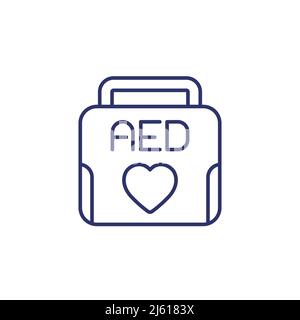 AED line icon, automated external defibrillator Stock Vector