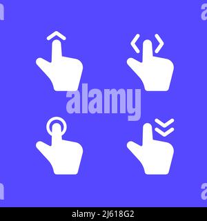 Swipe up, left and right, push icons, hand gesture Stock Vector