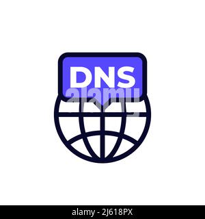 DNS icon on white, Domain Name System Stock Vector