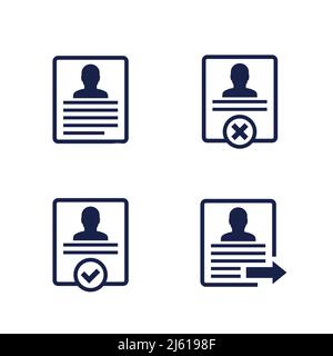 account info, profile, delete personal data icons Stock Vector
