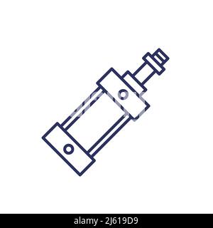 pneumatic cylinder line icon on white Stock Vector