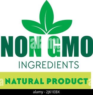 Non GMO ingredients, natural products label icon Stock Vector