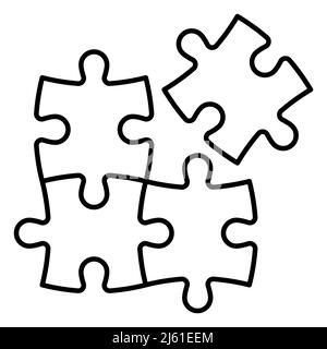 Jigsaw puzzle pieces thin line icon Stock Vector