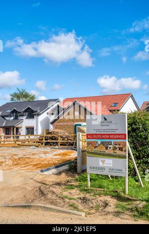 Construction of a gated development of large 4-bedroom houses at Huxley Close in Snettisham, Norfolk. Stock Photo