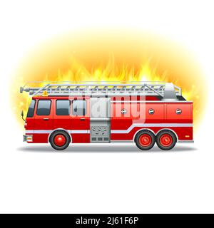 Cool vector emergency vehicle fire engine truck in trendy flat design ...