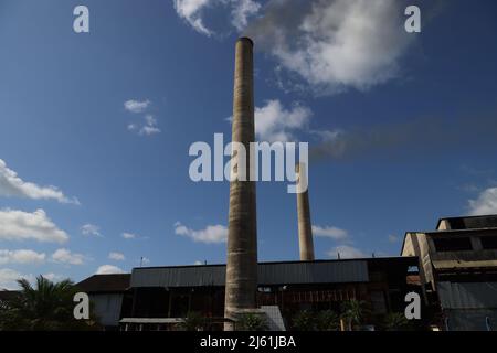 The chimneys of a sugar factory in the Vally de los Ingenios, Cuba Stock Photo