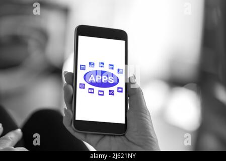 Smartphone screen displaying an apps concept Stock Photo