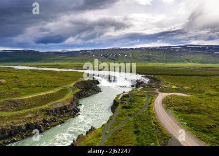 Aerial view of the Godafoss waterfall in Iceland Stock Photo