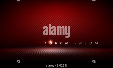 Studio interior with carbon fiber texture. Modern carbon fiber textured red black interior, light. Background for mounting, product placement. Vector Stock Vector