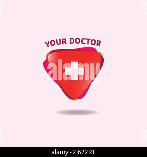 Doctor sign for your design with red shield Stock Vector