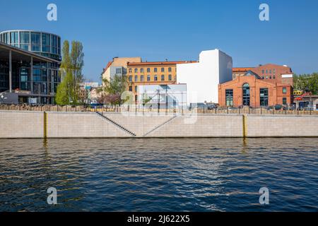 Germany, Berlin, River Spree with Government District buildings in background Stock Photo