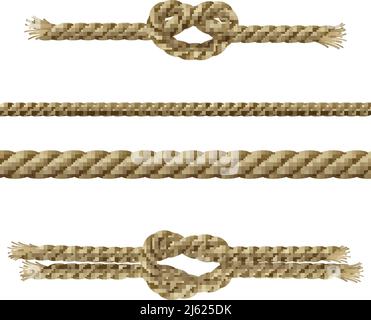 Twisted ropes nodes and sailor knots decorative set isolated vector illustration Stock Vector