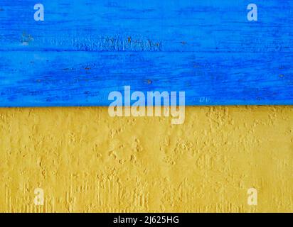 Blue and yellow painted wall Stock Photo