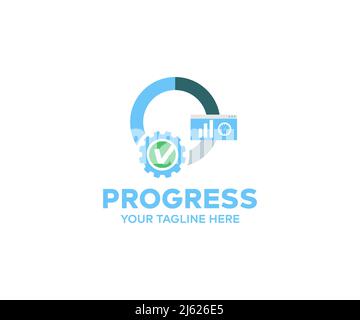 Reporting progress logo design. Corporate strategy for finance, operations, sales, marketing. Business analyst responsibility abstract idea  vector. Stock Vector