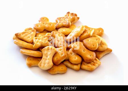 delicious crackers on a white background Stock Photo
