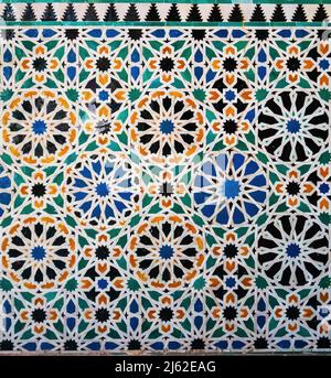 Colorful tiles in a medieval palace in Granada, Spain Stock Photo