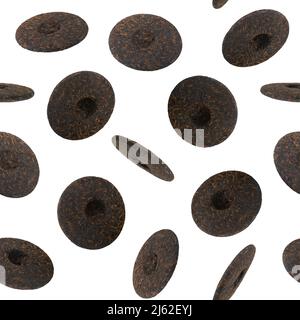 Seamless pattern of various cakes of pu erh tea Stock Photo