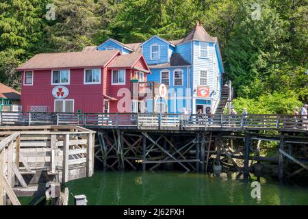 Creek Street Shops In Ketchikan Alaska On A Boardwalk Along Ketchikan Creek In Downtown Ketchikan Alaska Stock Photo