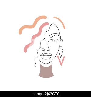 Face of a woman in a modern line style. Stock Vector