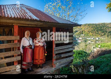 Turkmen Anatolian women in their traditional clothes. Ordu / Turkey Stock Photo