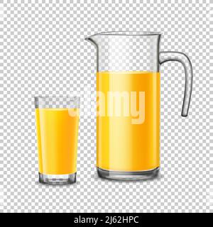 Orange juice in transparent glass jar Royalty Free Vector